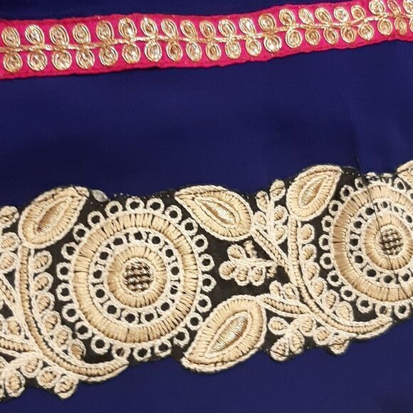 Homemade Indian Blue and Pink Dress with Silver Tassels - Picture 9 of 11